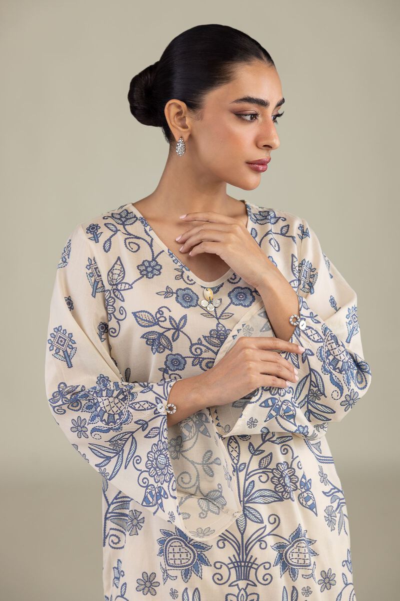Printed | Textured Weave | Short Floral Kurta | USD 35.00
