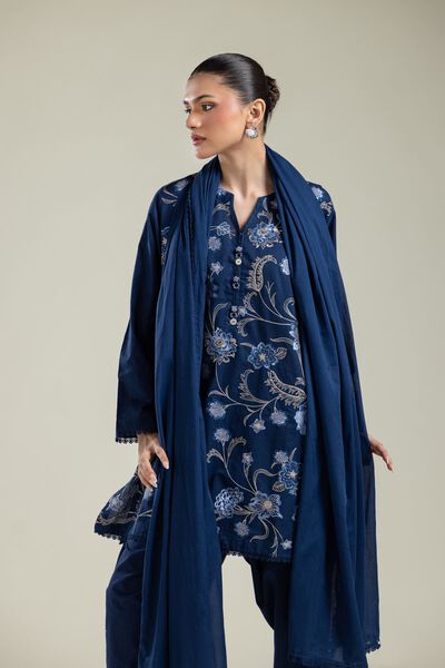 Embroidered | Lawn | Navy Lawn Dupatta | USD 25.00