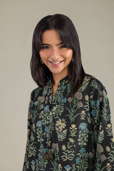 Printed | Cambric | Black Floral Kurta | USD 35.00