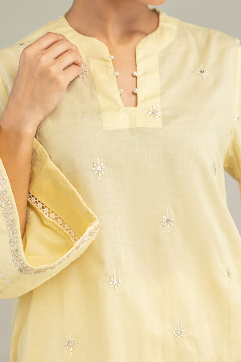 Embroidered | Cambric | Yellow Cambric Kurta | USD 40.00