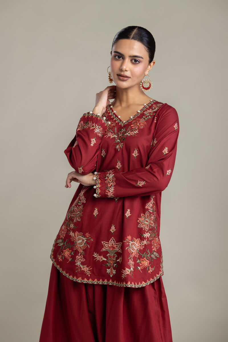 Embroidered | Raw Silk | Floral Silk Kurta | USD 70.00