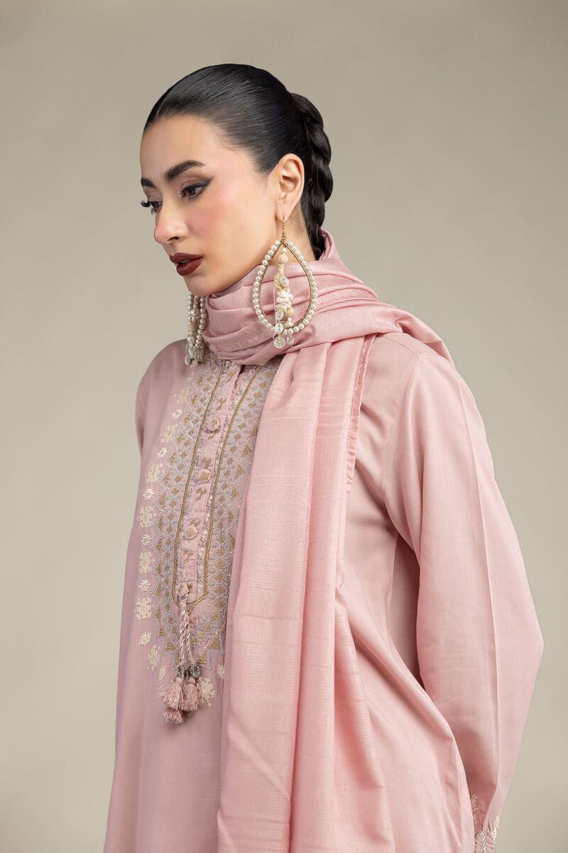 Embroidered | Polyester Silk | Light Pink Dupatta | USD 35.00