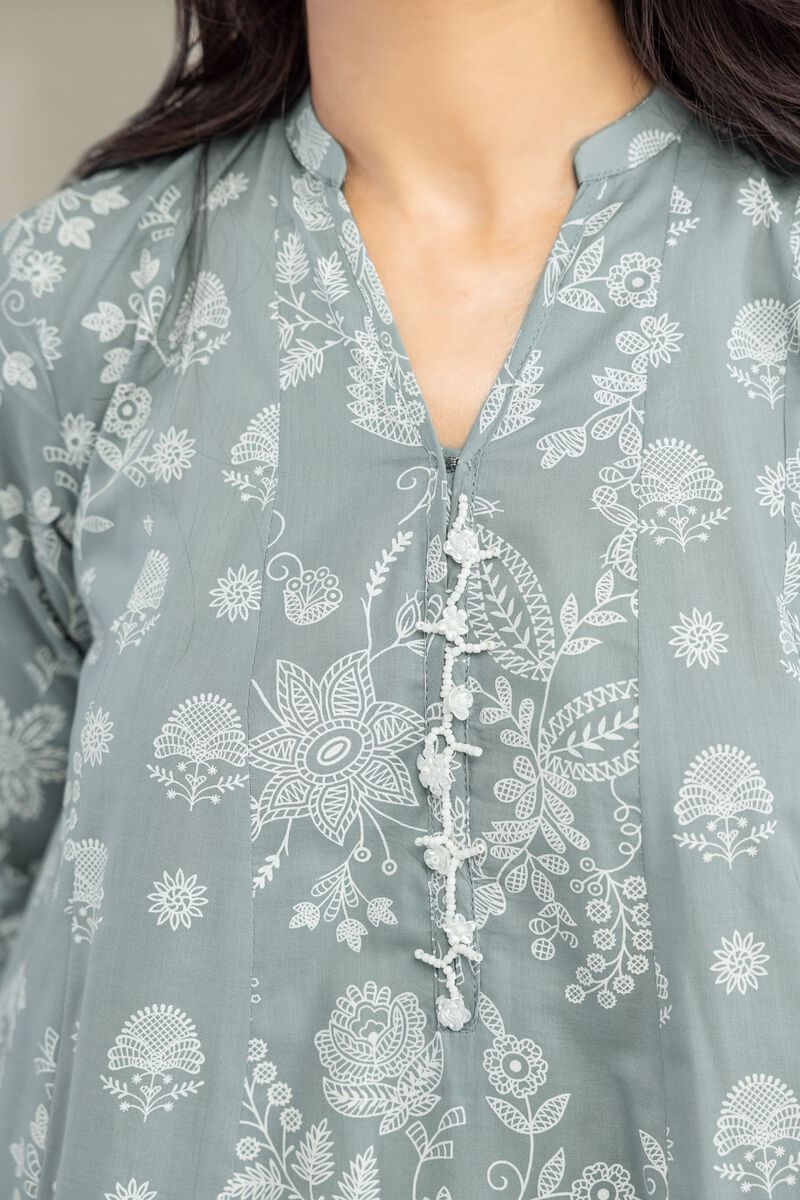 Cambric | Gray Longline Kurta | USD 45.00
