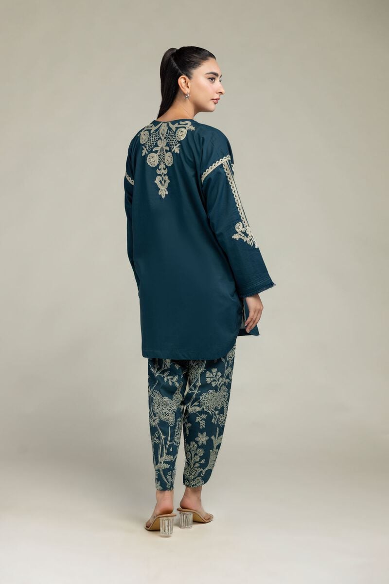 Embroidered | Cambric | Floral V-Neck Kurta | USD 45.00