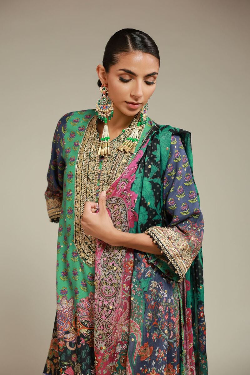 Embroidered | Raw Silk | 3 Piece Co-ord Set | USD 145.00