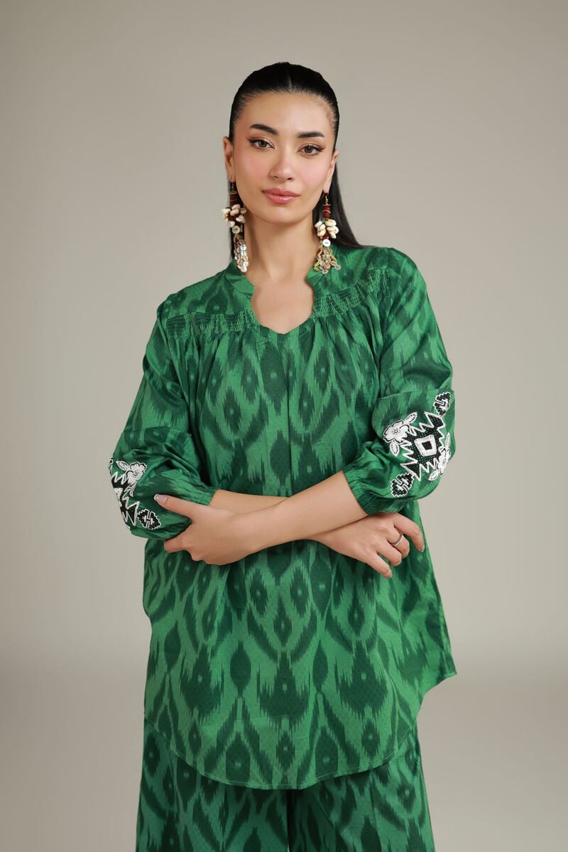 Embroidered | Cotton Dobby | Green Cotton Kurta | USD 30.00