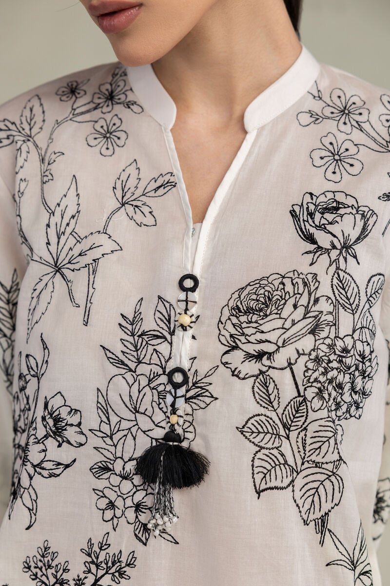Embroidered | Cambric | Cambric Longline Kurta | USD 45.00