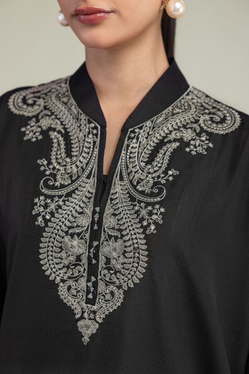 Embroidered | Arabic Lawn | Black Lawn Kurta | USD 35.00