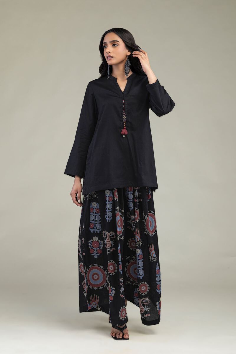 Printed | Cambric | Solid Black Kurta | USD 35.00