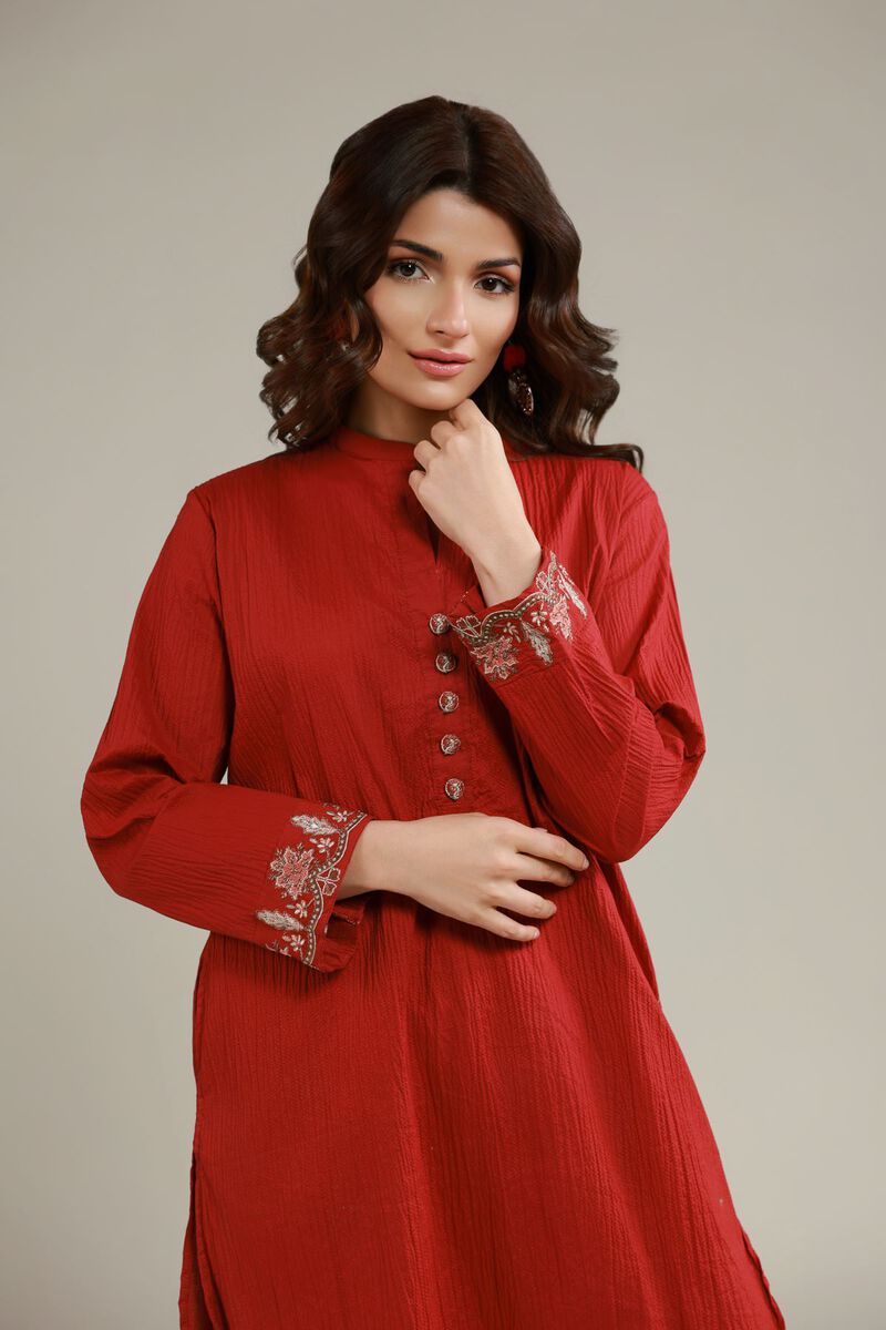 Embroidered | Cotton Crinkle | Solid Crinkled Kurta | USD 30.00