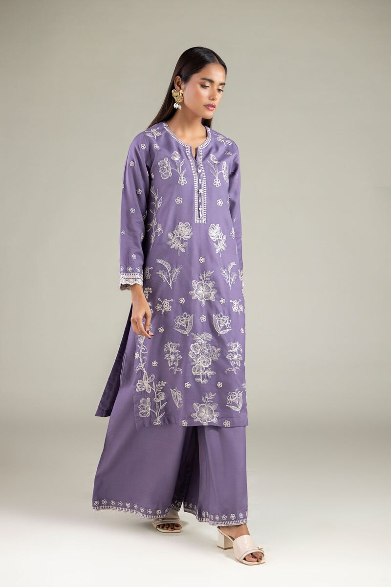 Embroidered | Raw Silk | Relaxed Floral Pants | USD 40.00