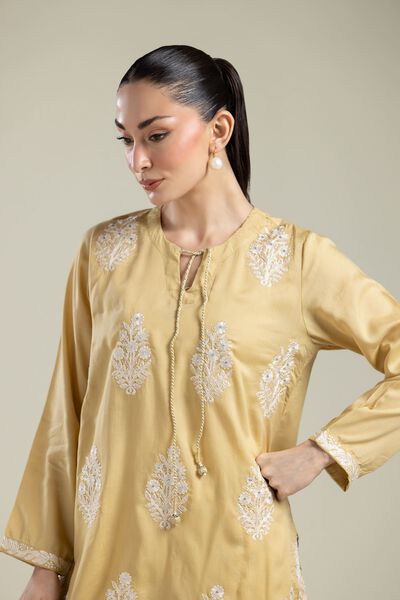 Embroidered | Textured Weave | Floral Embroidered Kurta | USD 40.00