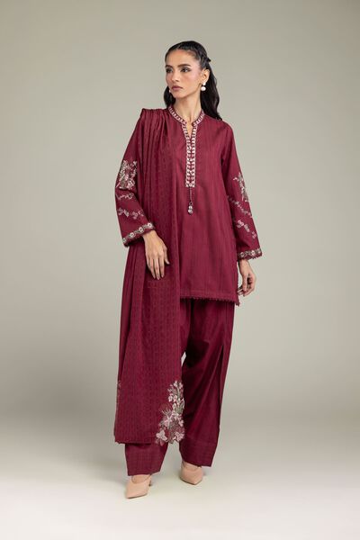 Embroidered | Textured Cotton | Floral Short Kurta | USD 45.00
