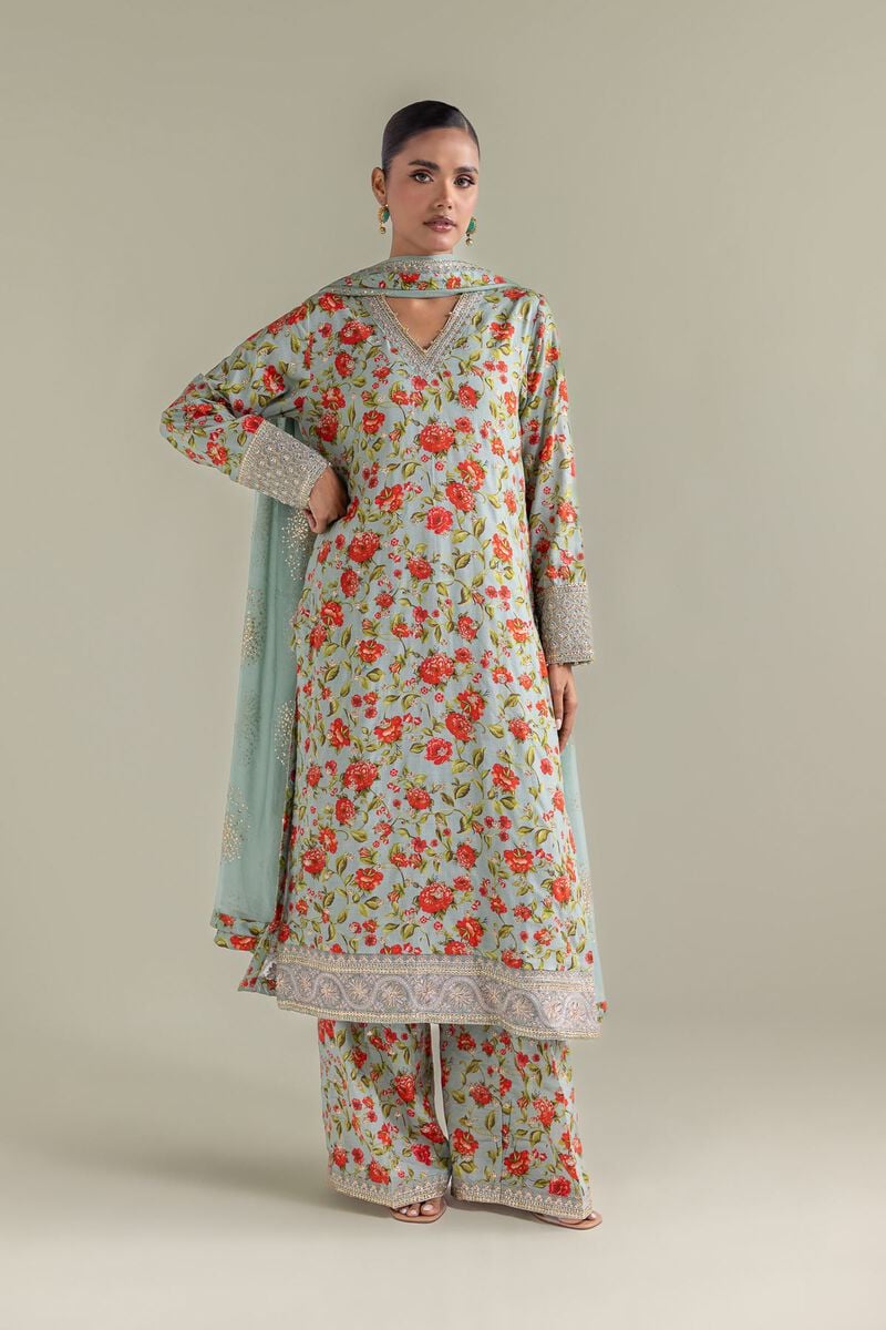 Embroidered | Chiffon | Floral Kurta 3-piece | USD 155.00