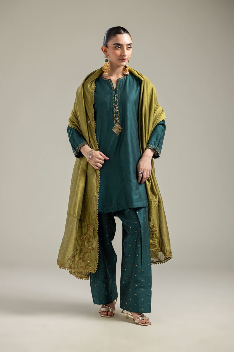 Cotton Net | Olive Net Dupatta | USD 40.00