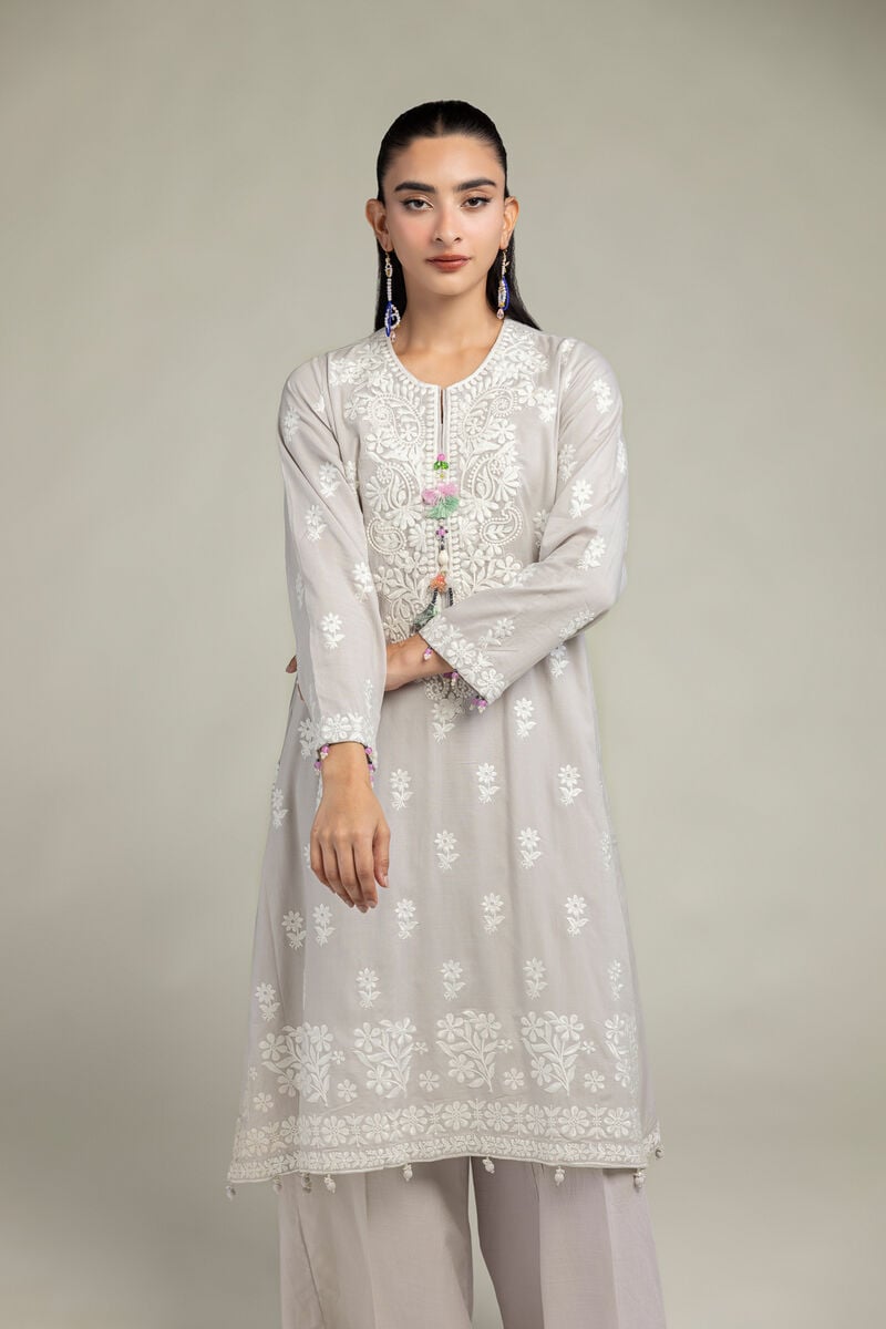 Embroidered | Raw Silk | Floral Longline Kurta | USD 65.00