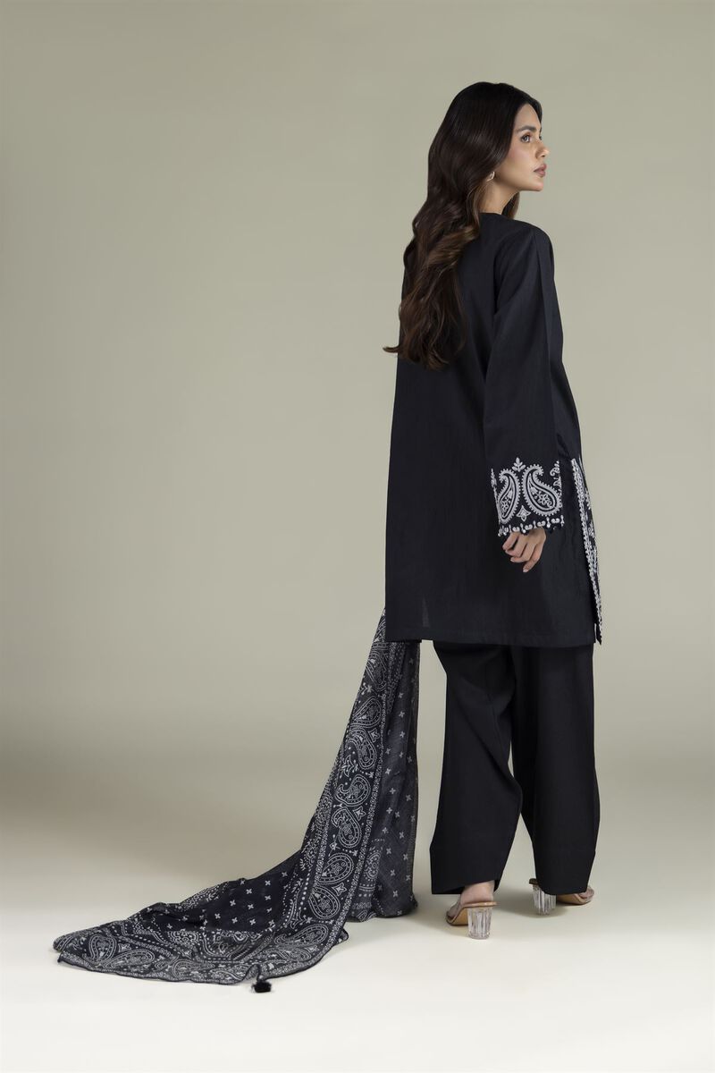 Embroidered | Cotton Dobby | Black Tailored Set | USD 80.00