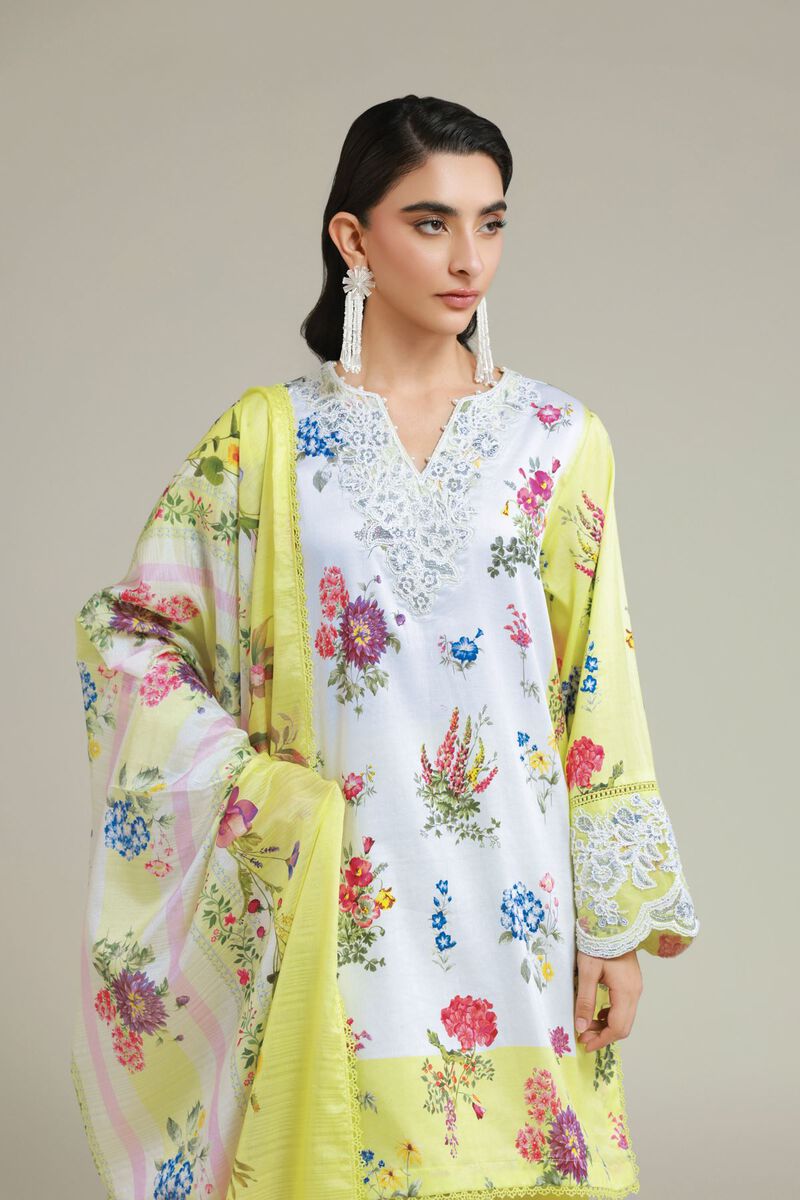 Printed | Satin | Tailored 3 Piece | USD 75.00