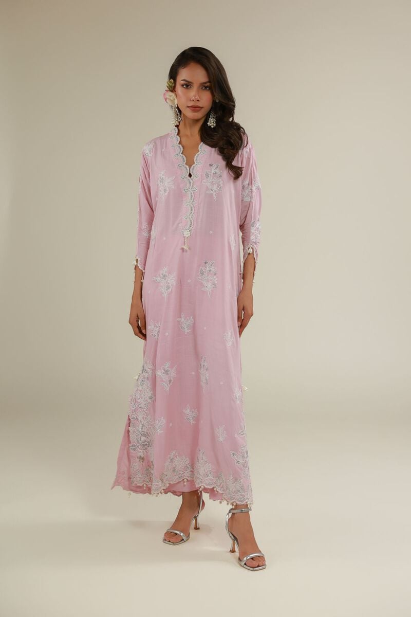 Embroidered | Raw Silk | Floral Pearl Co-ords | USD 100.00