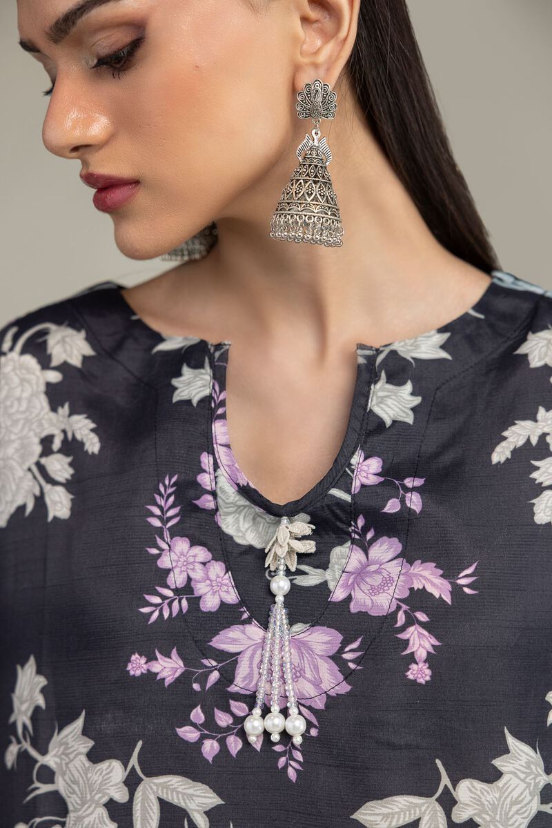 Embroidered | Raw Silk | Short Black Kurta | USD 45.00