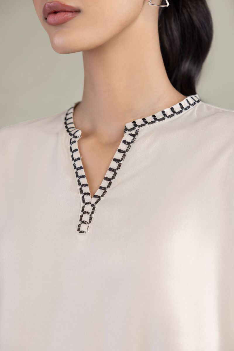 Embroidered | Viscose Crepe | Solid Viscose Tunic | USD 40.00