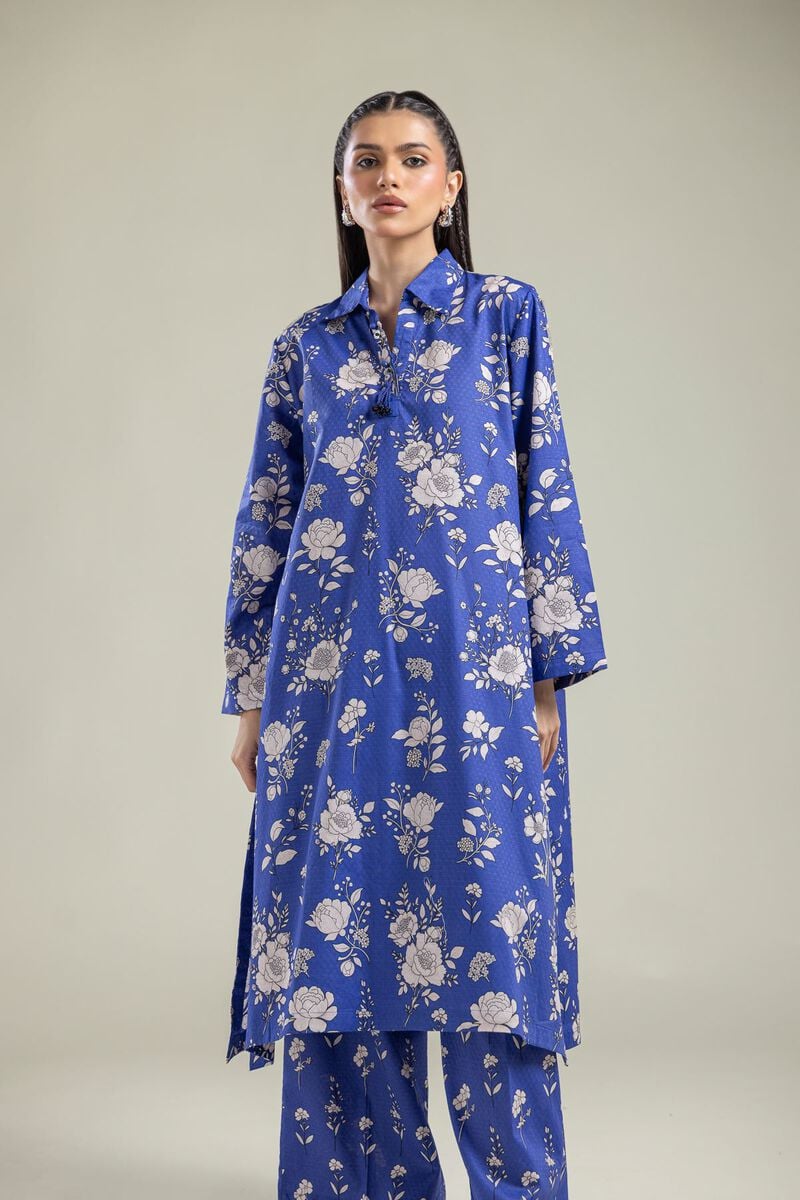 Printed | Cotton Dobby | Floral Blue Kurta | USD 30.00