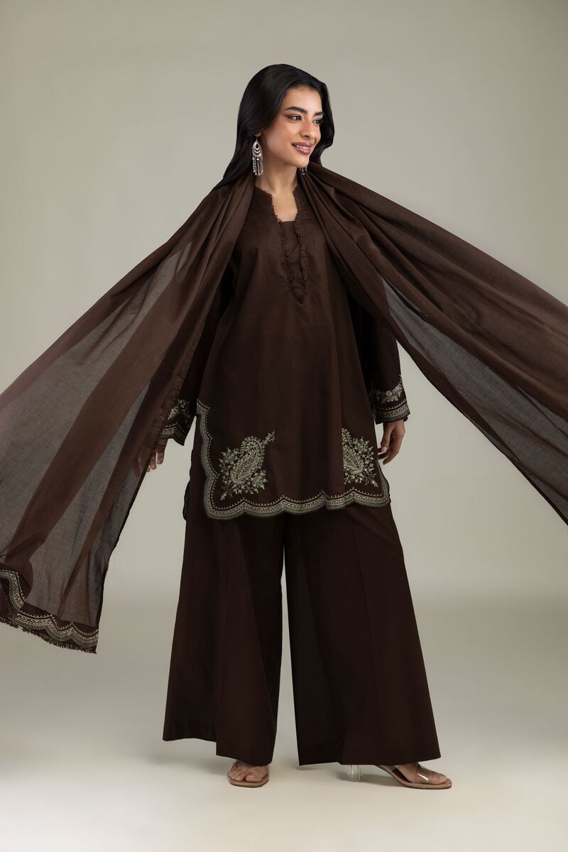 Embroidered | Lawn | Brown Lawn Dupatta | USD 35.00