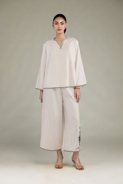 Embroidered | Viscose Crepe | Trousers | USD 30.00