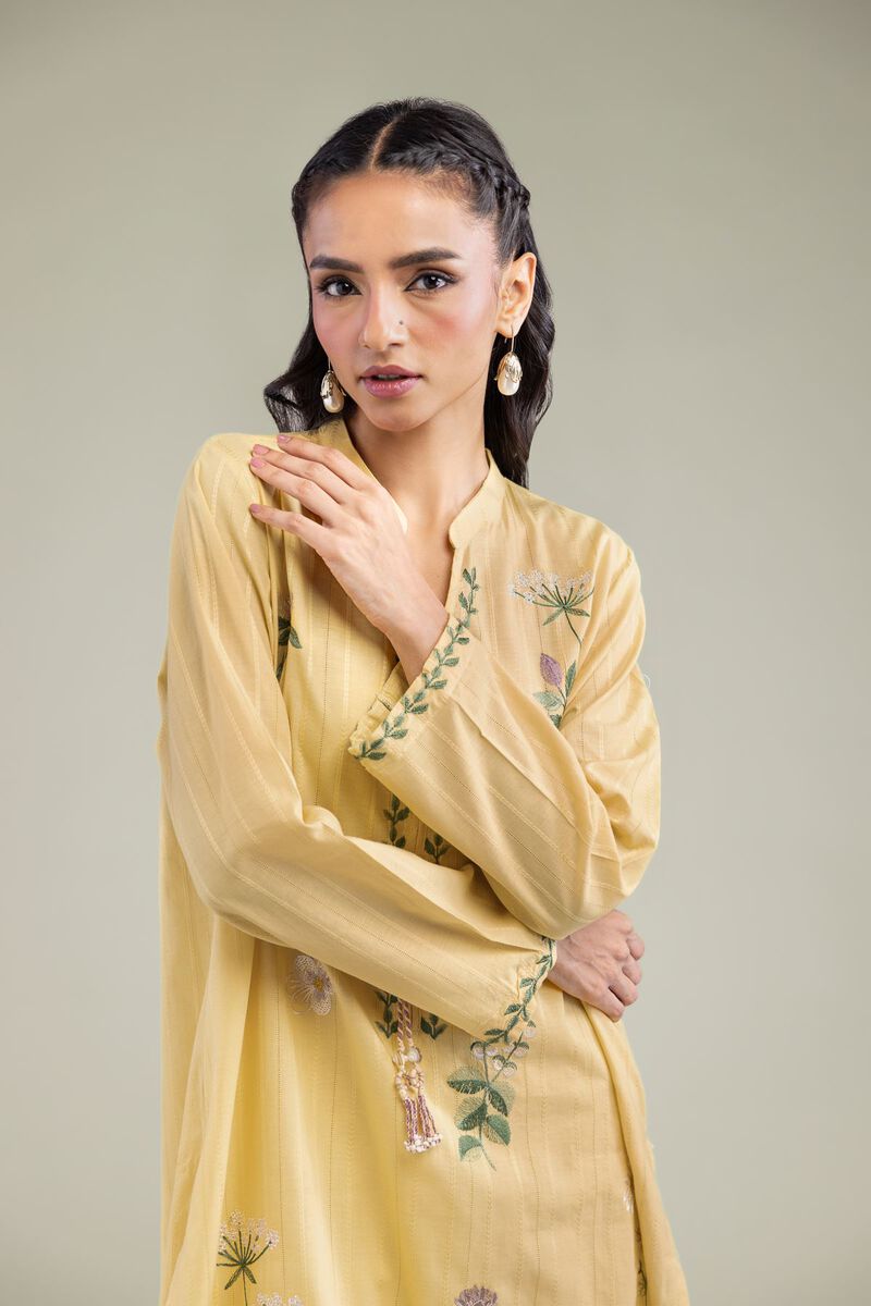 Embroidered | Textured Cotton | Cotton Longline Kurta | USD 45.00