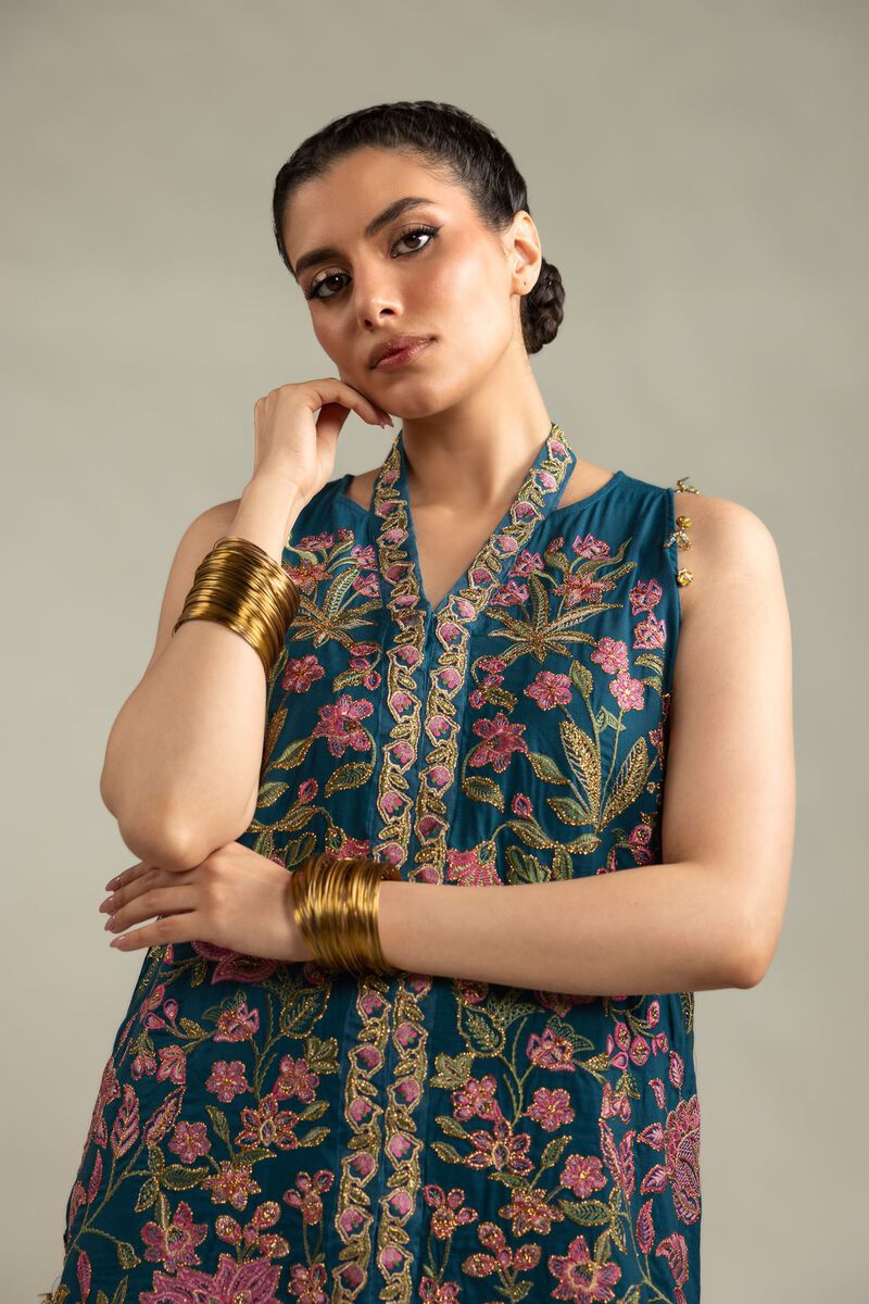 Embroidered | Raw Silk | Sleeveless 2-Piece Co-ord | USD 125.00