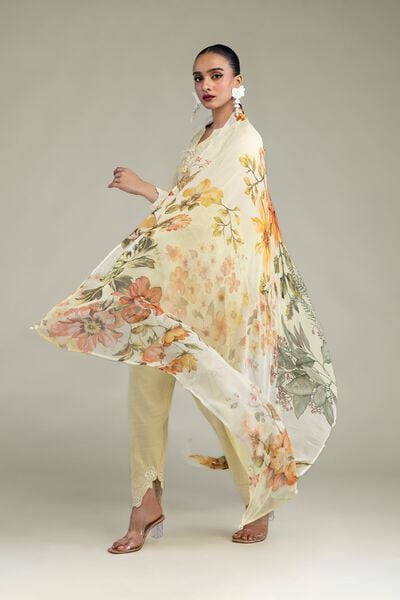 Embroidered | Chiffon | Yellow Chiffon Dupatta | USD 30.00