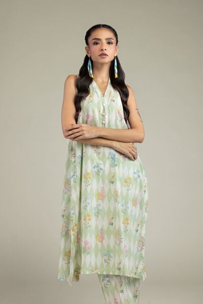 Printed | Cambric | Sleeveless Floral Kurta | USD 35.00