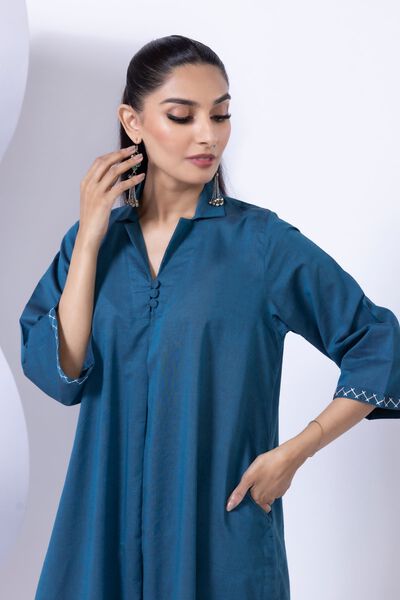 Embroidered | Chambray | Kurta | USD 30.00