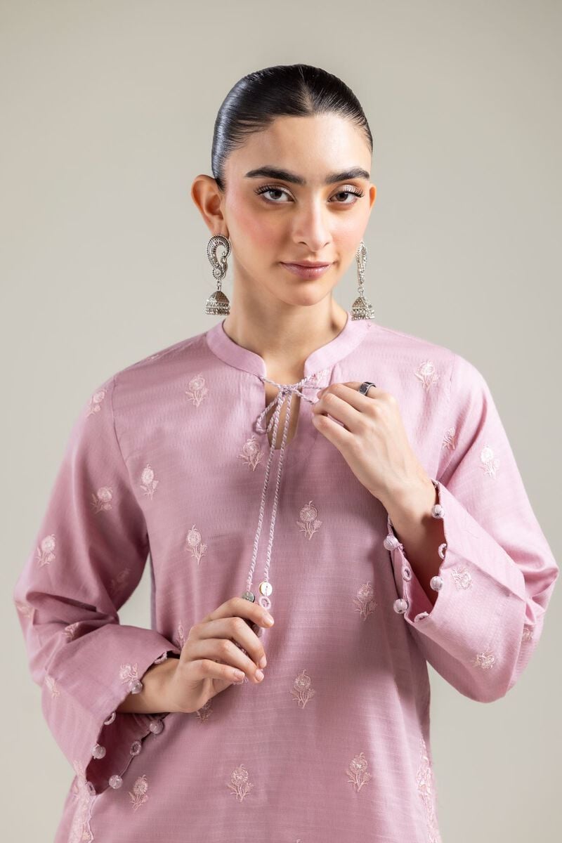 Embroidered |Cotton Dobby | Pink Cotton Kurta | USD 40.00