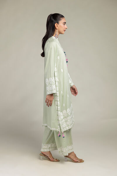 Embroidered | Raw Silk | Floral Silk Pants | USD 30.00