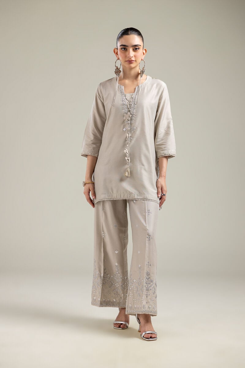 Raw Silk | Beige Raw Silk Kurta | USD 40.00