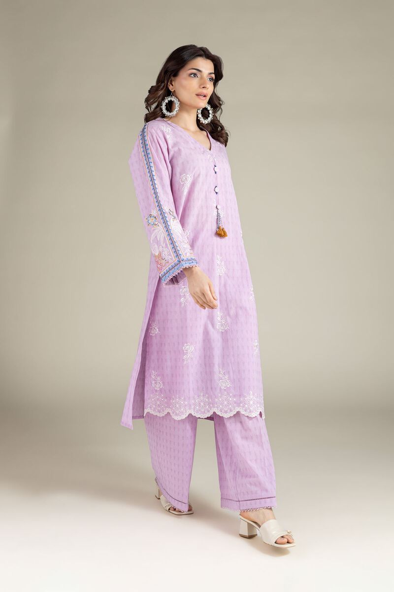 Embroidered | Cotton Dobby | Lavendar Tailored Set | USD 65.00