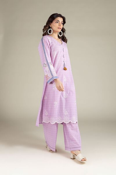 Embroidered | Cotton Dobby | Lavendar Tailored Set | USD 65.00