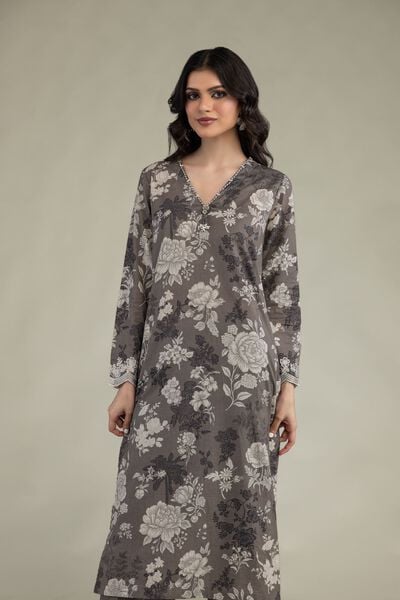 Embroidered | Lawn | Gray Lawn Kurta | USD 35.00
