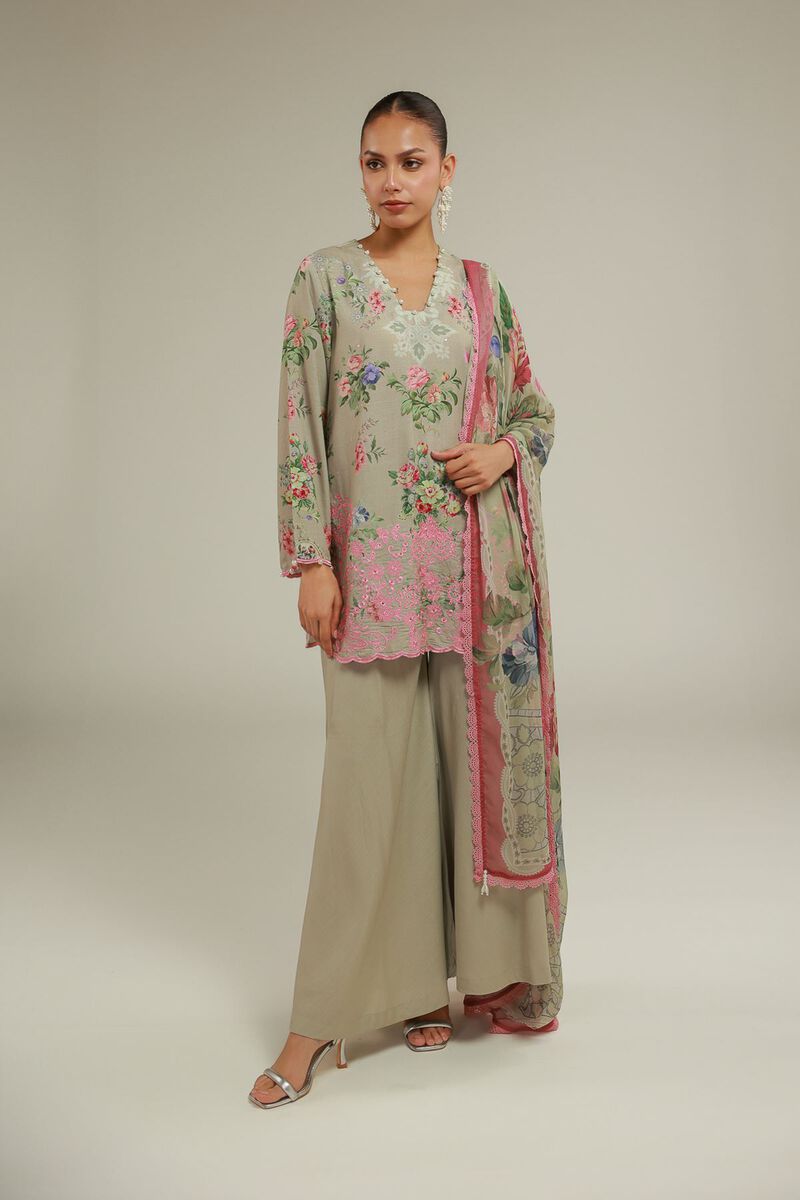 Embroidered | Chiffon | Floral Lace-Up Dupatta | USD 35.00