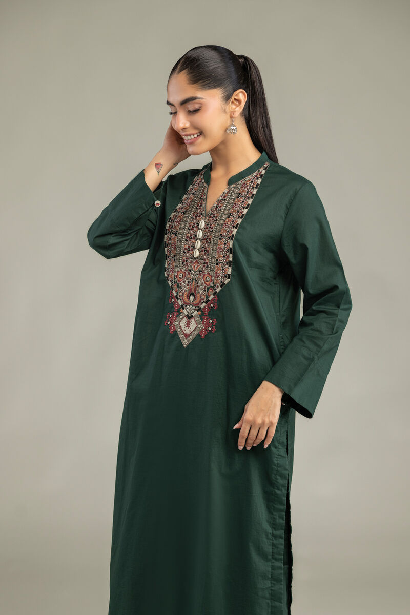 Embroidered | Cambric | Green Cambric Kurta | USD 40.00