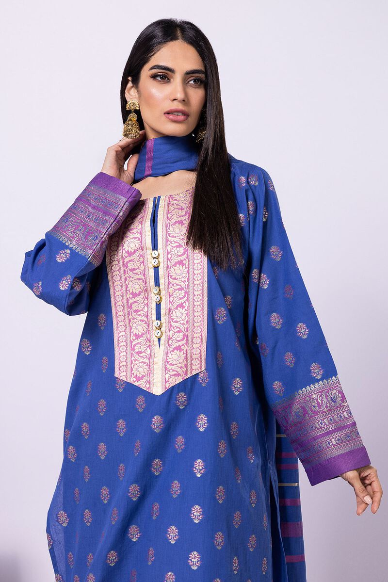 Dyed | Cotton Brosha Jacquard | Fabrics 3 Piece | null