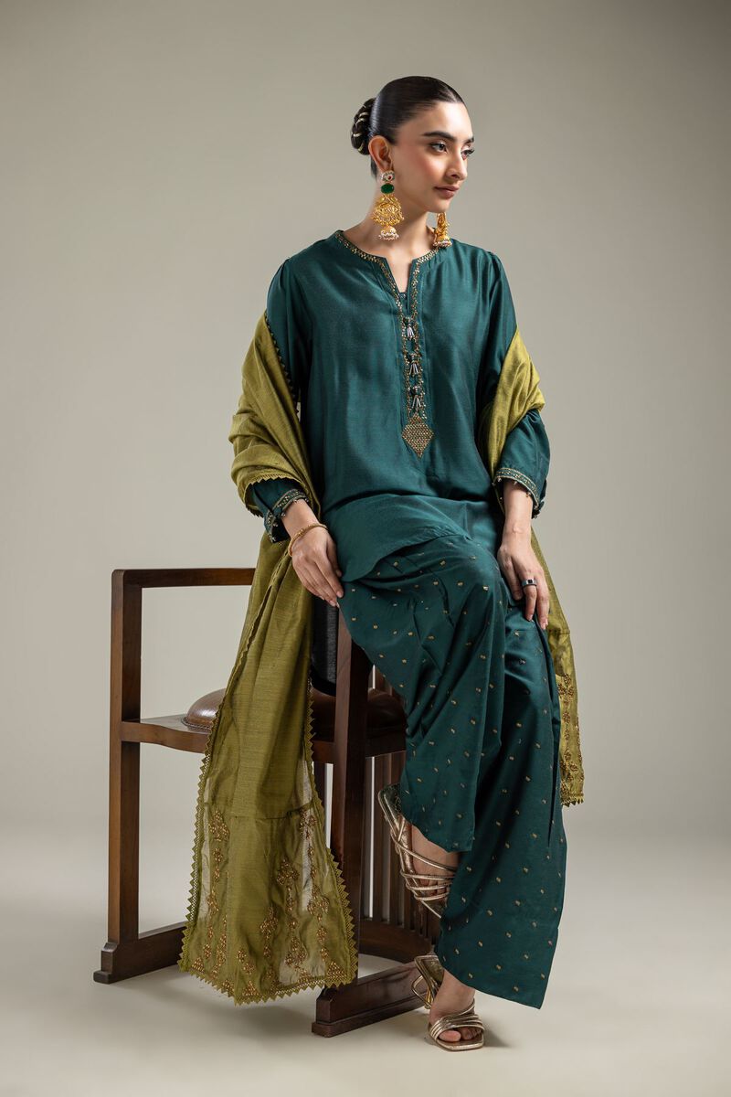 Cotton Net | Olive Net Dupatta | USD 40.00