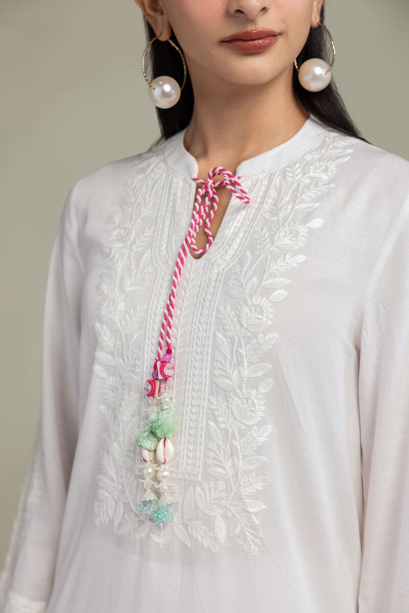 Embroidered | Raw Silk | White Silk Kurta | USD 60.00
