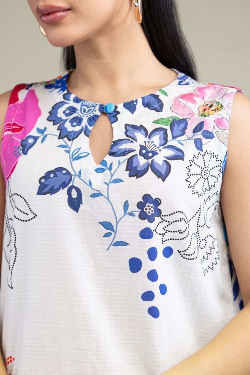 Printed | Cotton Dobby | Floral Sleeveless Kurta | USD 24.50