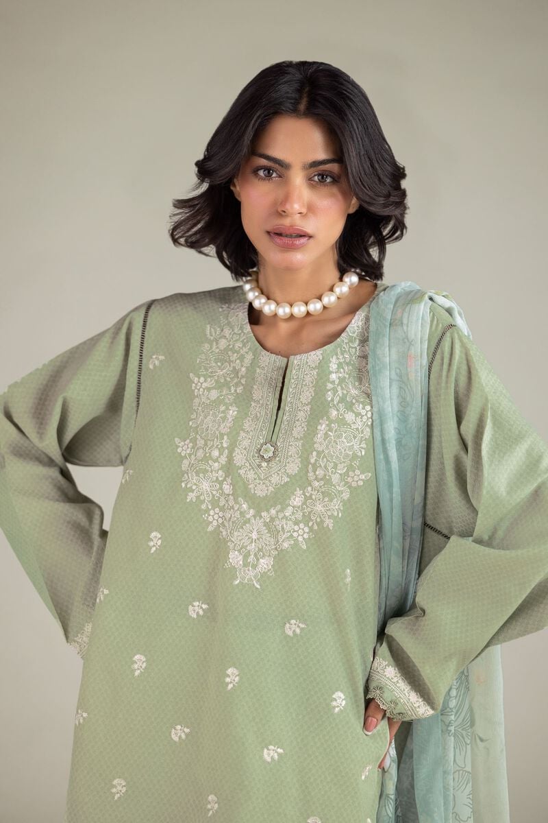 Embroidered | Cotton Dobby | Floral Tailored 3-Piece | USD 65.00