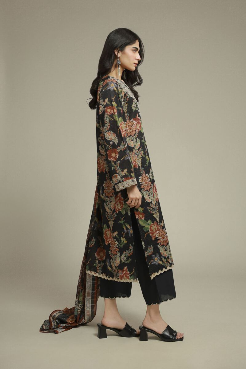 Embroidered | Mesuri | Black Tailored Set | USD 70.00