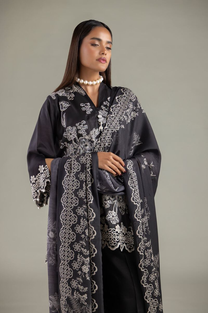 Embroidered | Raw Silk | Geometric Threadwork Dupatta | USD 35.00