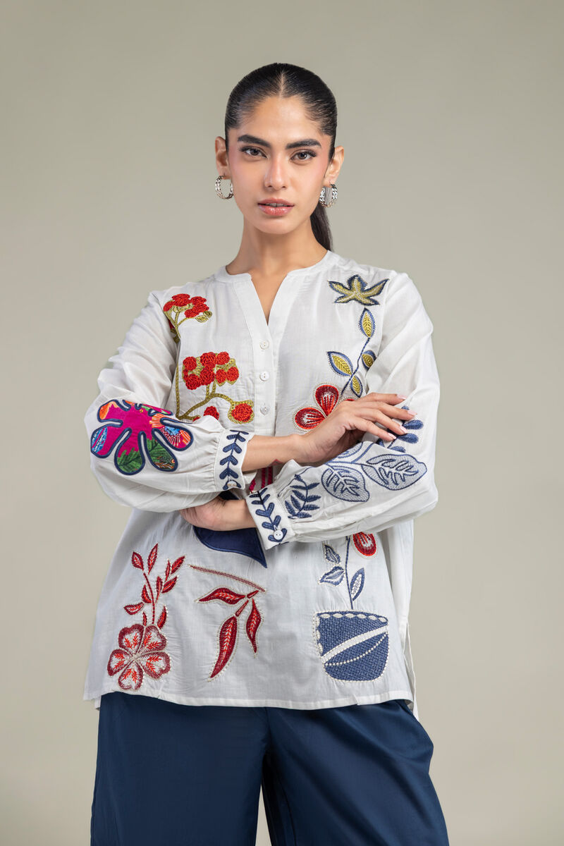 Embroidered | Cambric | Floral Cambric Blouse | USD 45.00