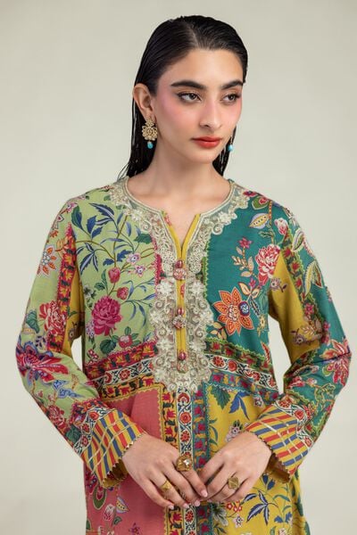 Embroidered | Raw Silk | Floral Silk Kurta | USD 40.00